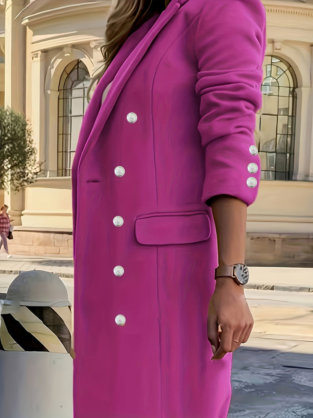 Harriet | Women's Double-Breasted Coat | Longline Lapel · Eltrendio