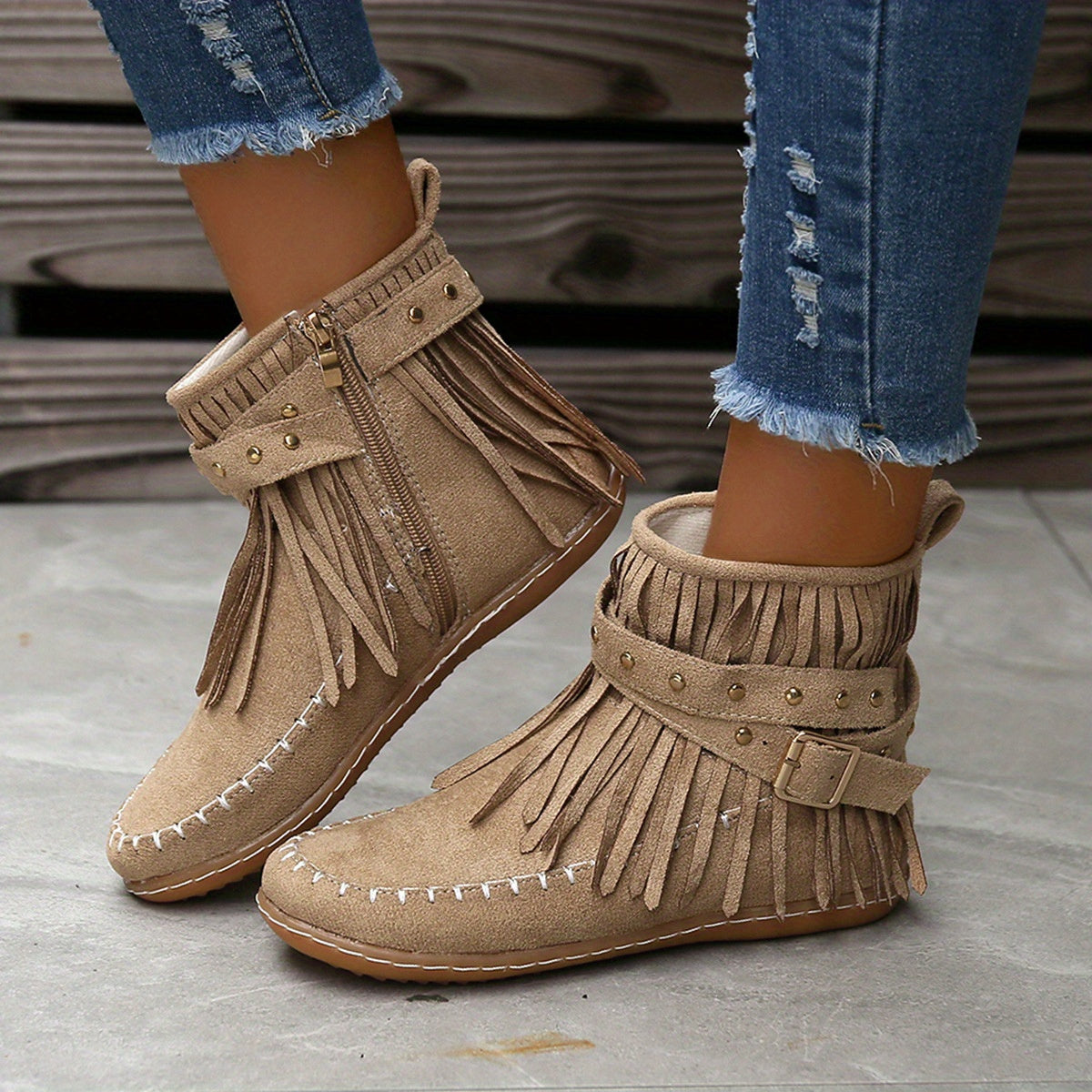 Harriet | Women's Fringe Ankle Boots | Suede · Eltrendio