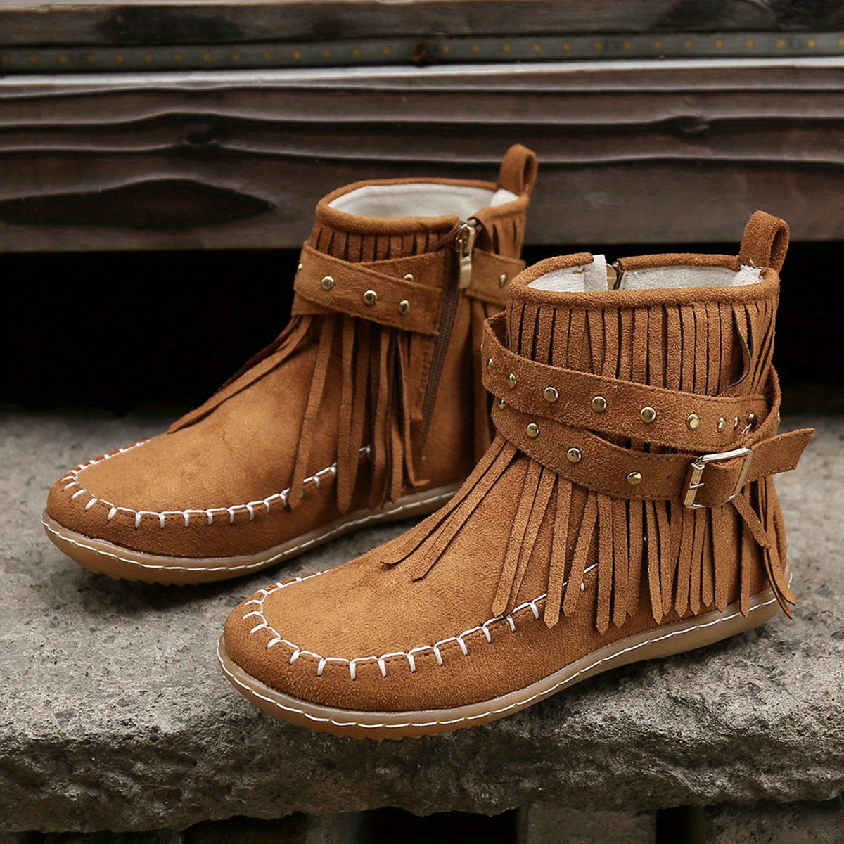 Harriet | Women's Fringe Ankle Boots | Suede · Eltrendio