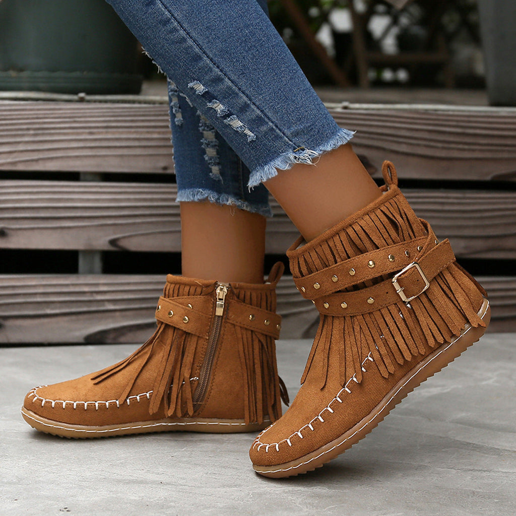 Harriet | Women's Fringe Ankle Boots | Suede · Eltrendio