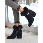Harriet | Women's Heeled Ankle Boots | Fur Trim · Eltrendio