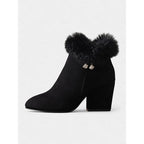 Harriet | Women's Heeled Ankle Boots | Fur Trim · Eltrendio