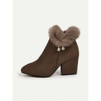 Harriet | Women's Heeled Ankle Boots | Fur Trim · Eltrendio