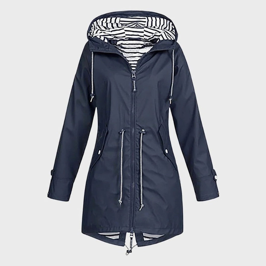 Harriet | Women's Hooded Rain Jacket | Drawstring Waist · Eltrendio