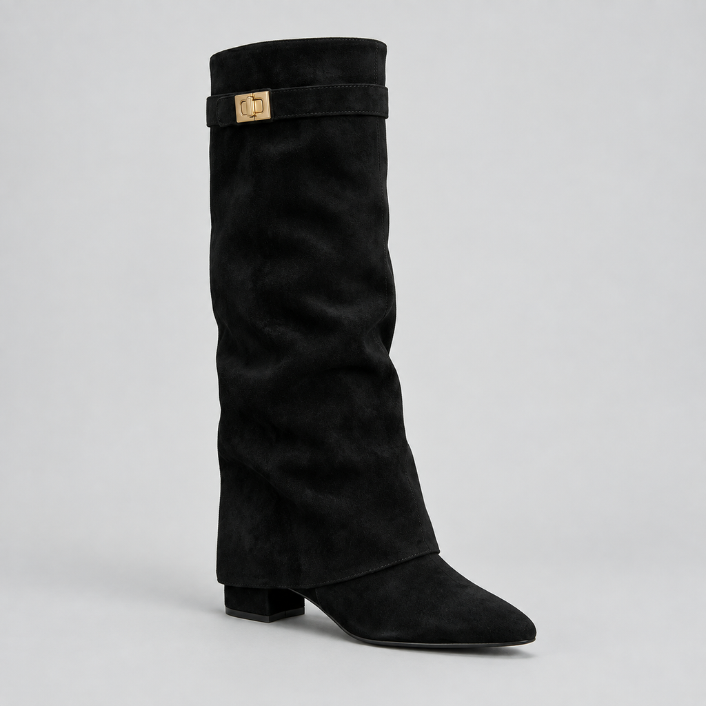 Harriet | Women's Knee-High Boots | Suede Fold-Over · Eltrendio