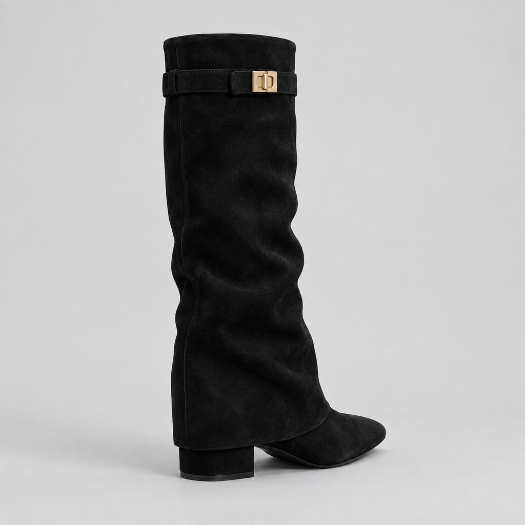 Harriet | Women's Knee-High Boots | Suede Fold-Over · Eltrendio