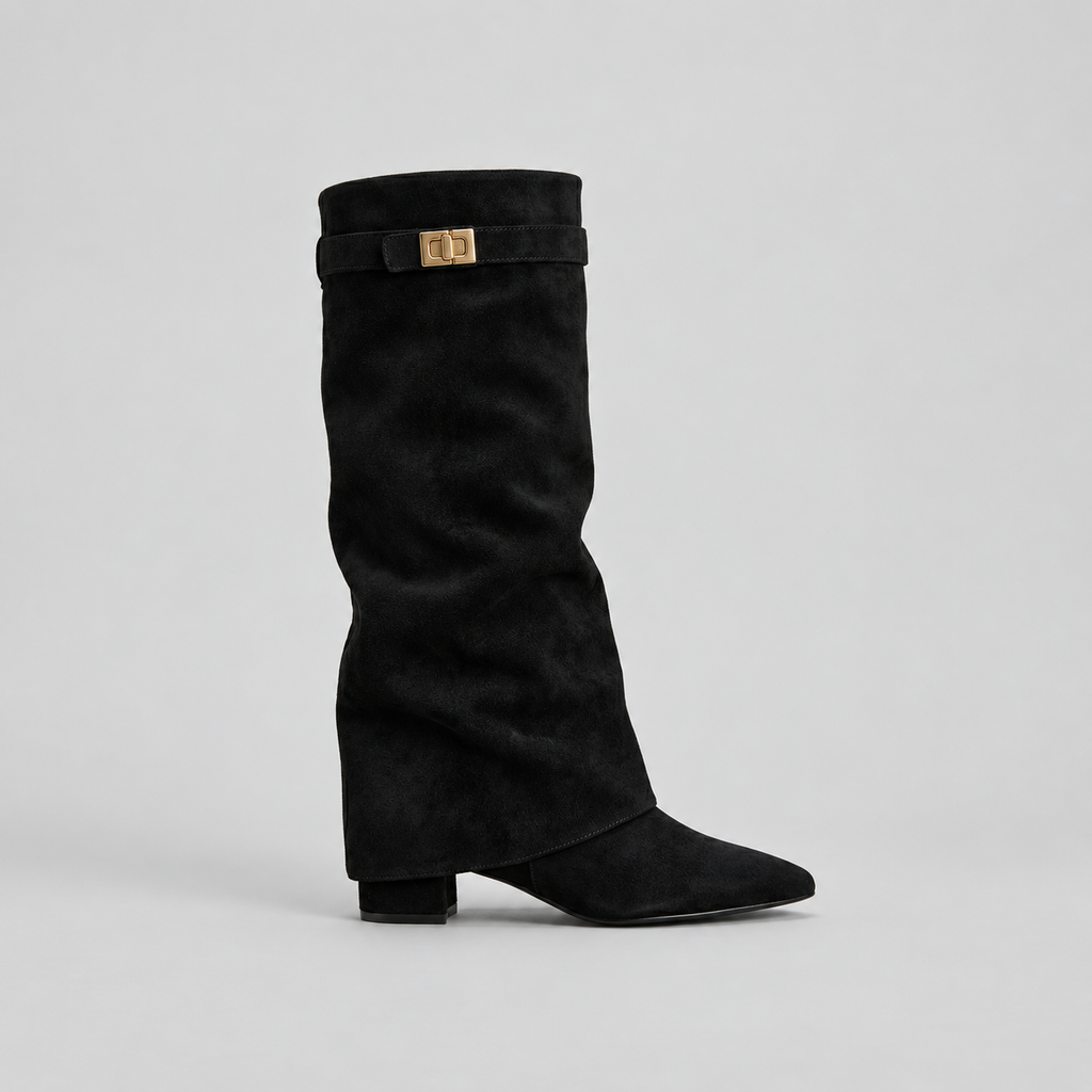 Harriet | Women's Knee-High Boots | Suede Fold-Over · Eltrendio