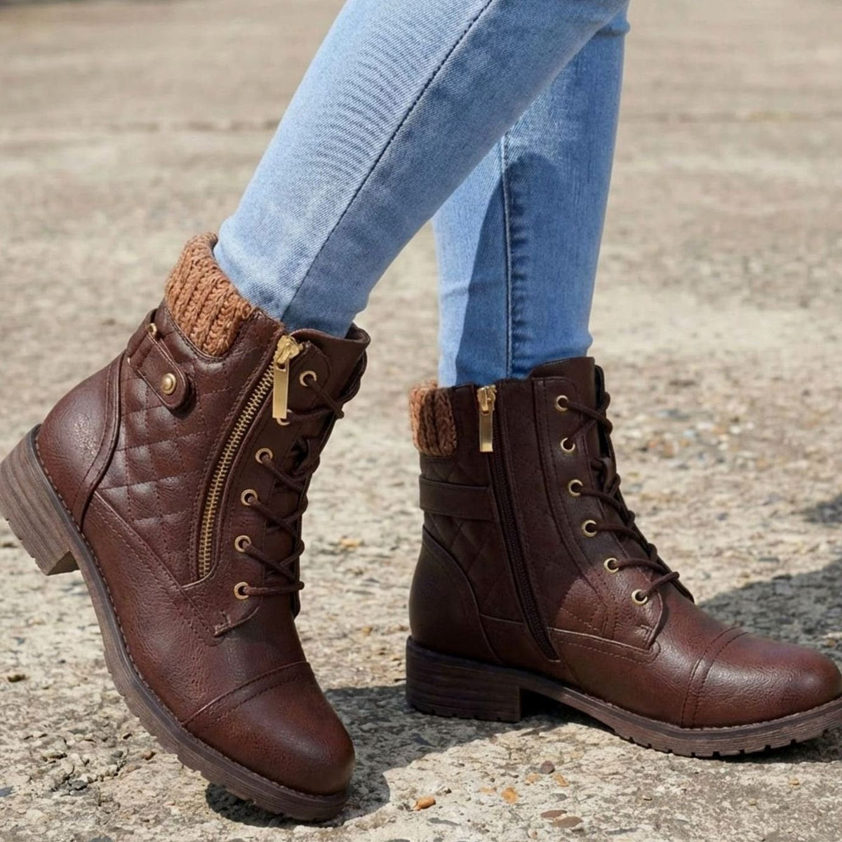 Harriet | Women's Lace-Up Ankle Boots | Side Zip · Eltrendio