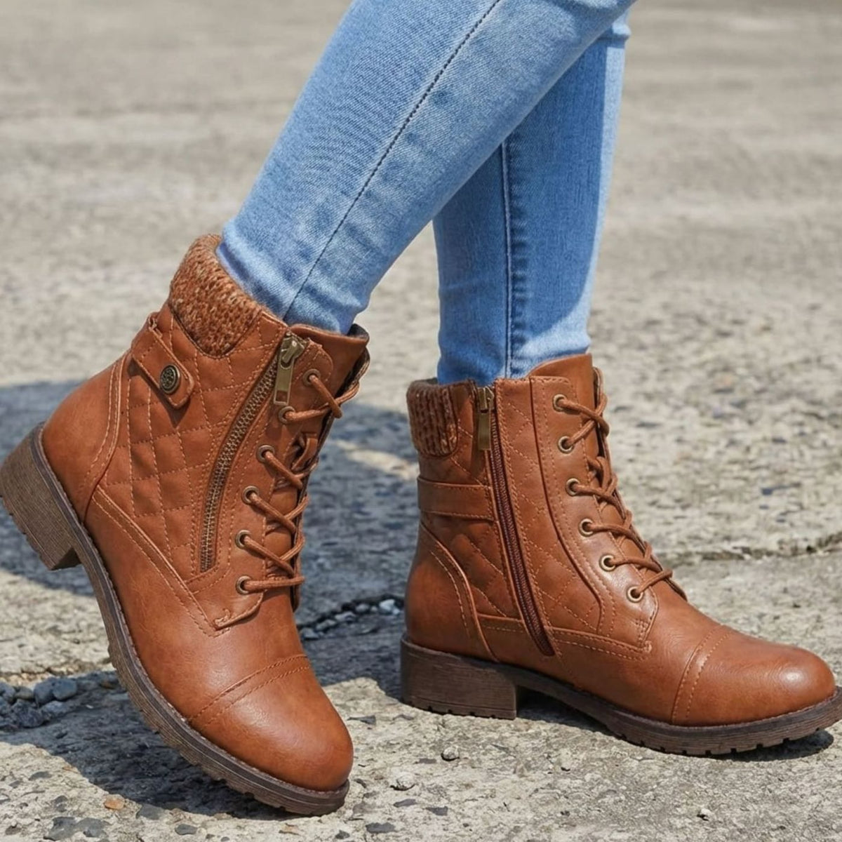 Harriet | Women's Lace-Up Ankle Boots | Side Zip · Eltrendio