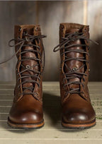 Harriet | Women's Lace-Up Boots | Fold-Over Cuff -  Eltrendio