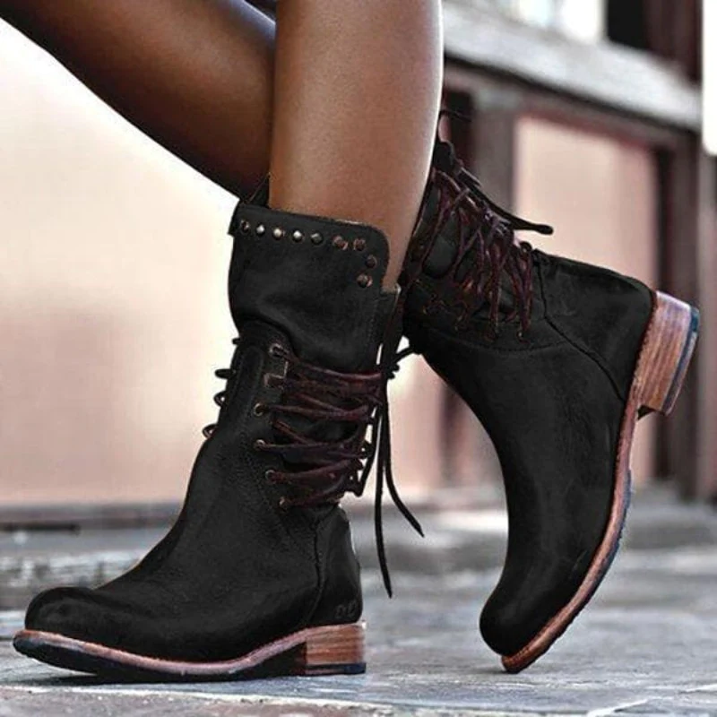 Harriet | Women's Lace-Up Boots | Studded Detail · Eltrendio