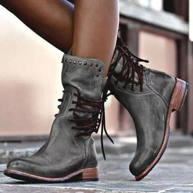 Harriet | Women's Lace-Up Boots | Studded Detail · Eltrendio