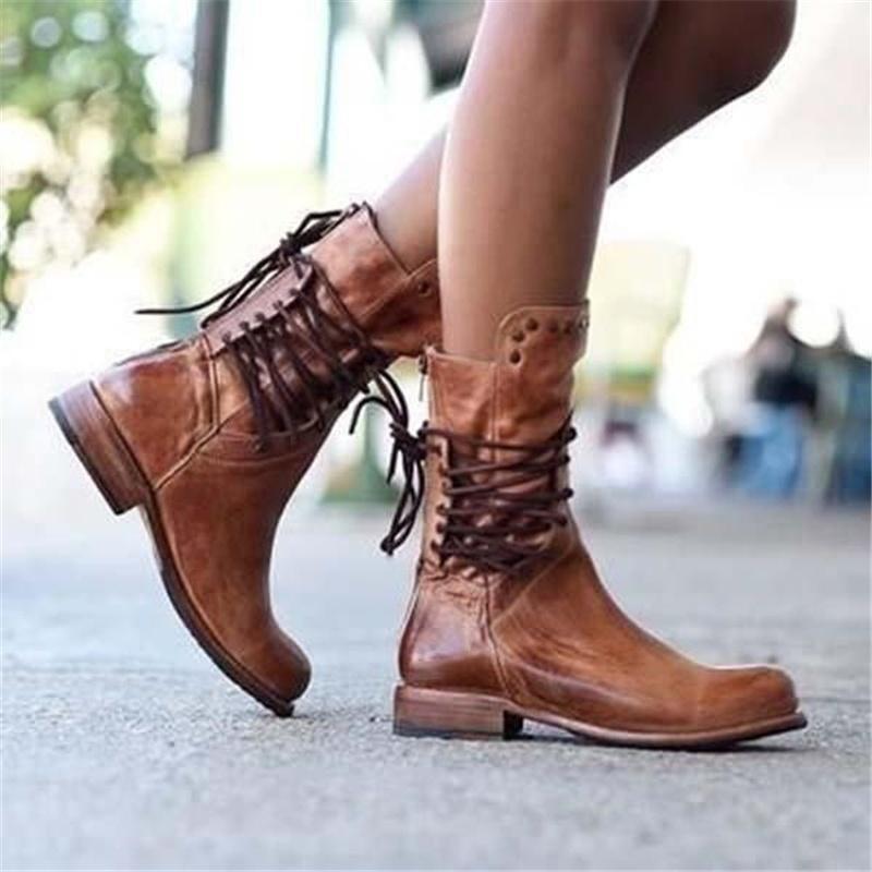 Harriet | Women's Lace-Up Boots | Studded Detail · Eltrendio