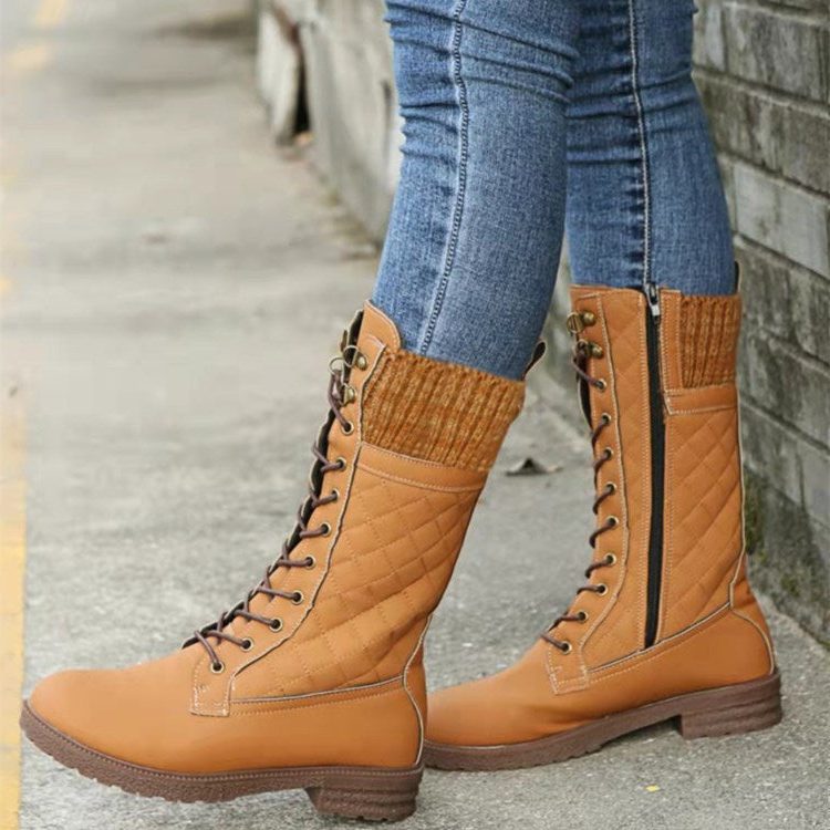 Harriet | Women's Lace-Up Mid-Calf Boots | Side Zip · Eltrendio