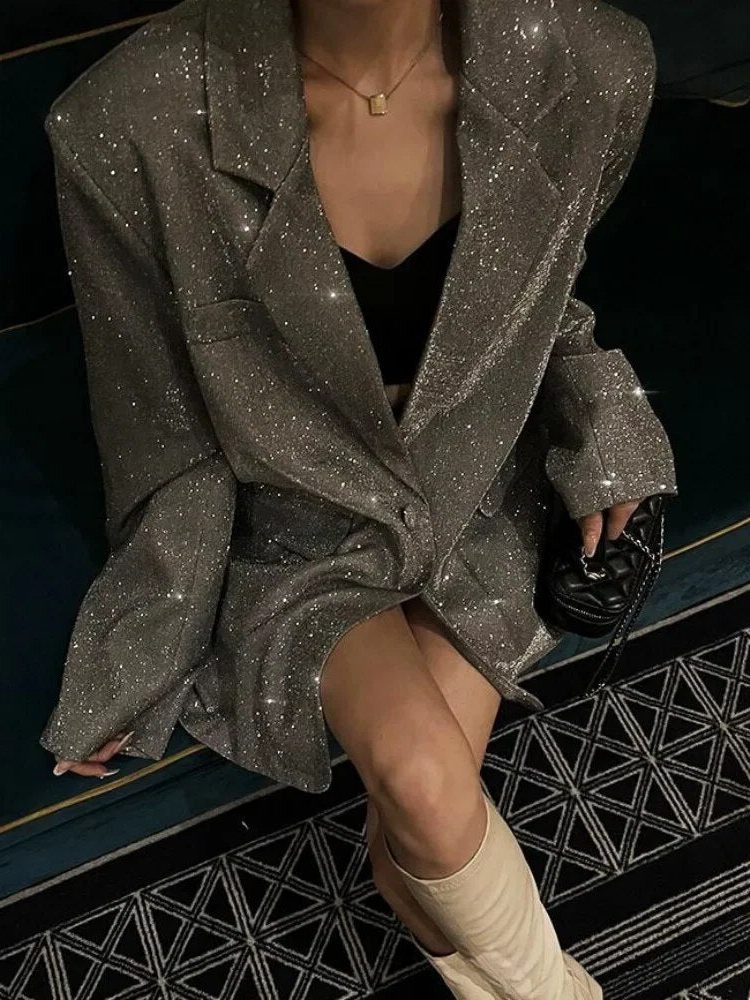 Harriet | Women's Oversized Sequin Blazer | Notch Lapel · Eltrendio