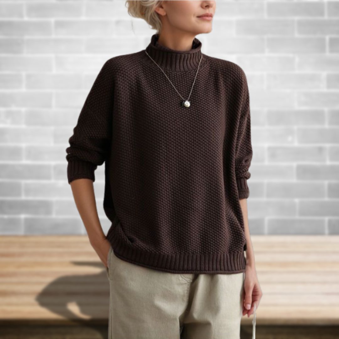 Harriet | Women's Oversized Turtleneck Jumper | Ribbed Cuffs · Eltrendio