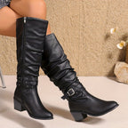 Harriet | Women's Slouchy Knee-High Boots | Buckle Strap · Eltrendio