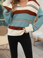 Harriet | Women's V-Neck Jumper | Striped Knit · Eltrendio