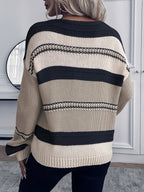 Harriet | Women's V-Neck Jumper | Striped Knit · Eltrendio