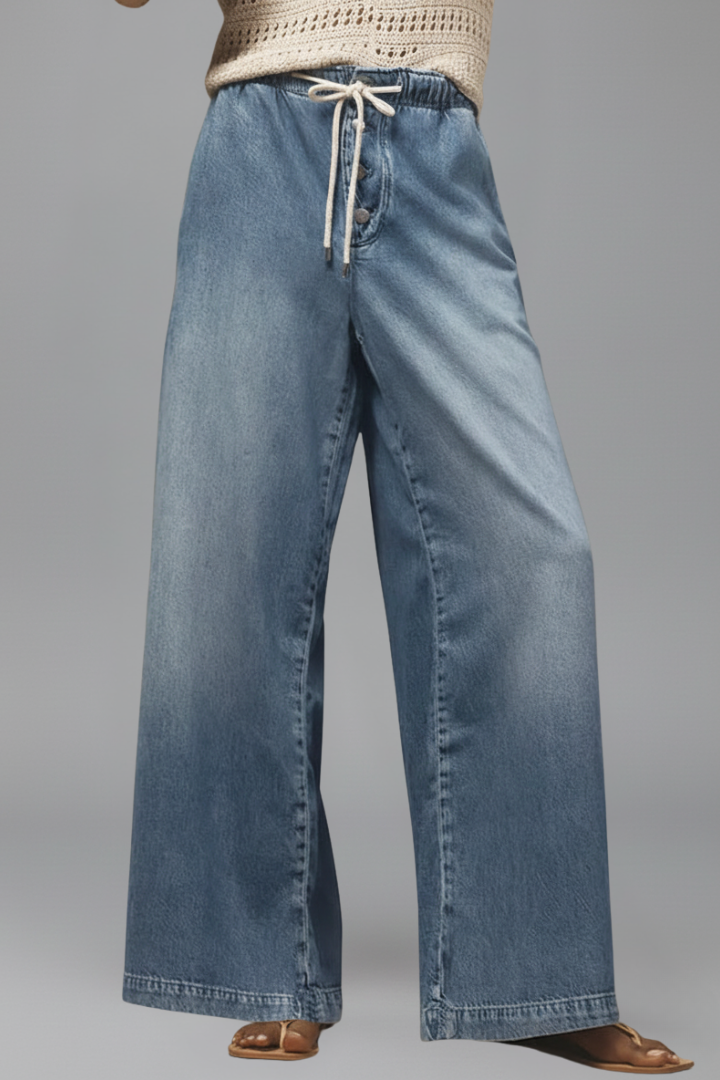 Harriet | Women's Wide-Leg Jeans | Drawstring Waist · Eltrendio