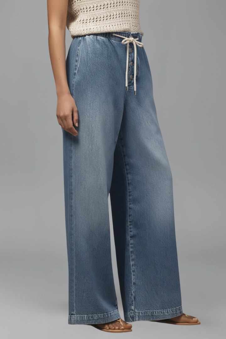 Harriet | Women's Wide-Leg Jeans | Drawstring Waist · Eltrendio