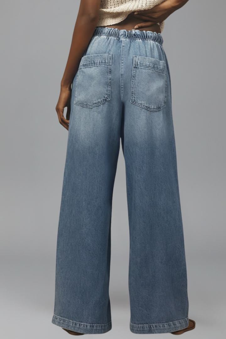 Harriet | Women's Wide-Leg Jeans | Drawstring Waist · Eltrendio