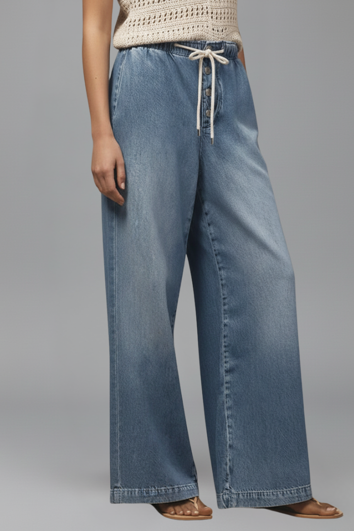 Harriet | Women's Wide-Leg Jeans | Drawstring Waist · Eltrendio