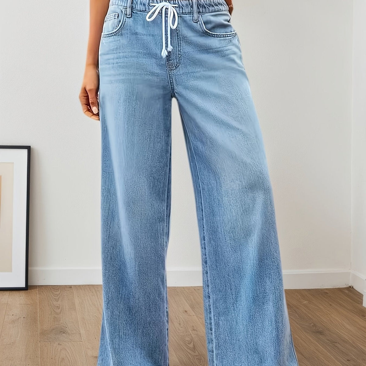 Harriet | Women's Wide-Leg Jeans | Drawstring Waist · Eltrendio