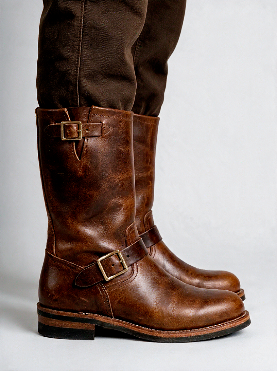 Harrison | Men's Engineer Boots | Buckled Leather-Eltrendio
