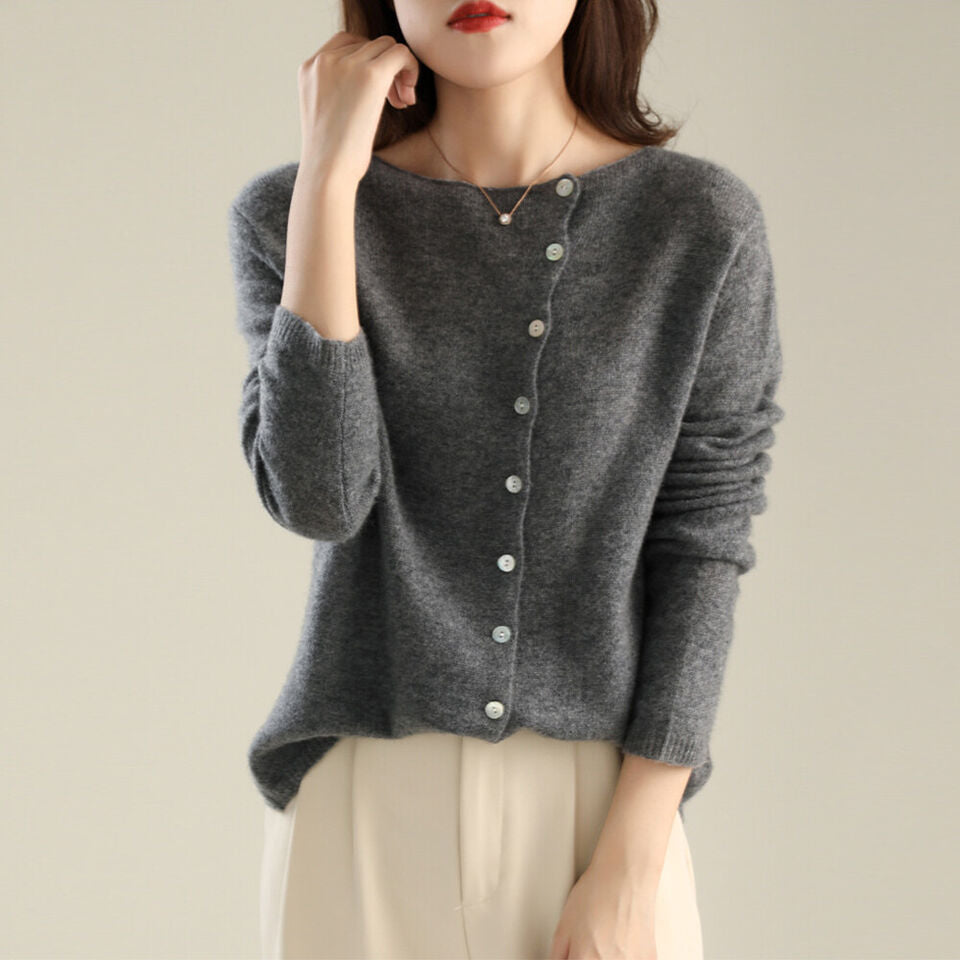Heather | Women's Boat-Neck Cardigan | Button Front · Eltrendio
