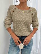 Heather | Women's Cable-Knit Jumper | Button Detail · Eltrendio