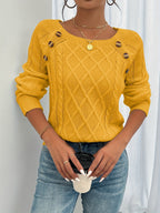 Heather | Women's Cable-Knit Jumper | Button Detail · Eltrendio