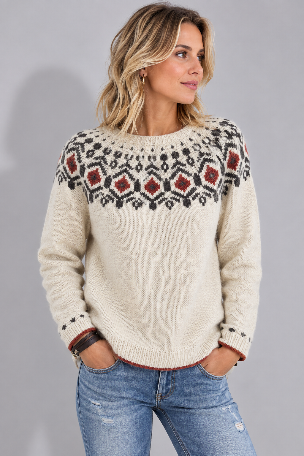 Heather | Women's Crew Neck Jumper | Fair Isle · Eltrendio