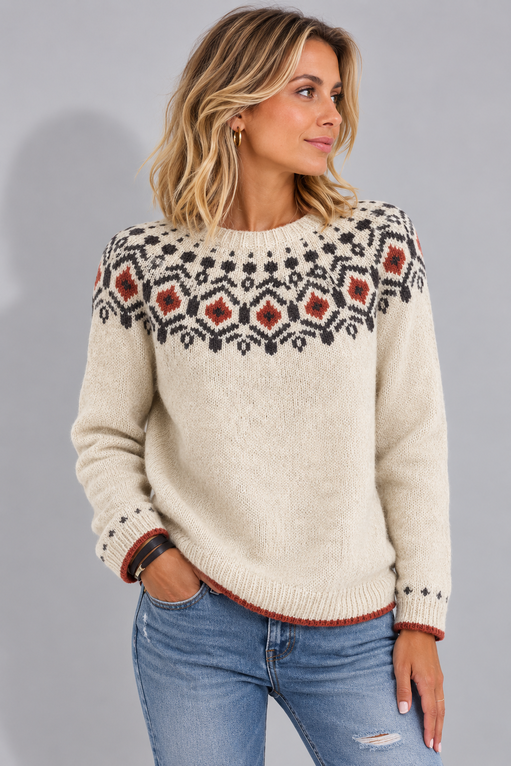 Heather | Women's Crew Neck Jumper | Fair Isle · Eltrendio