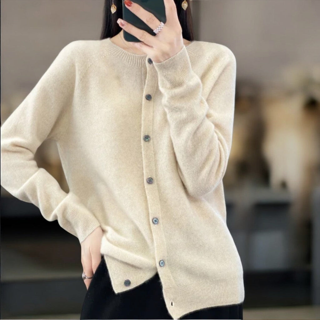 Heather | Women's Crewneck Cardigan | Button-Front · Eltrendio