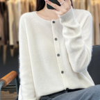 Heather | Women's Crewneck Cardigan | Button-Front · Eltrendio