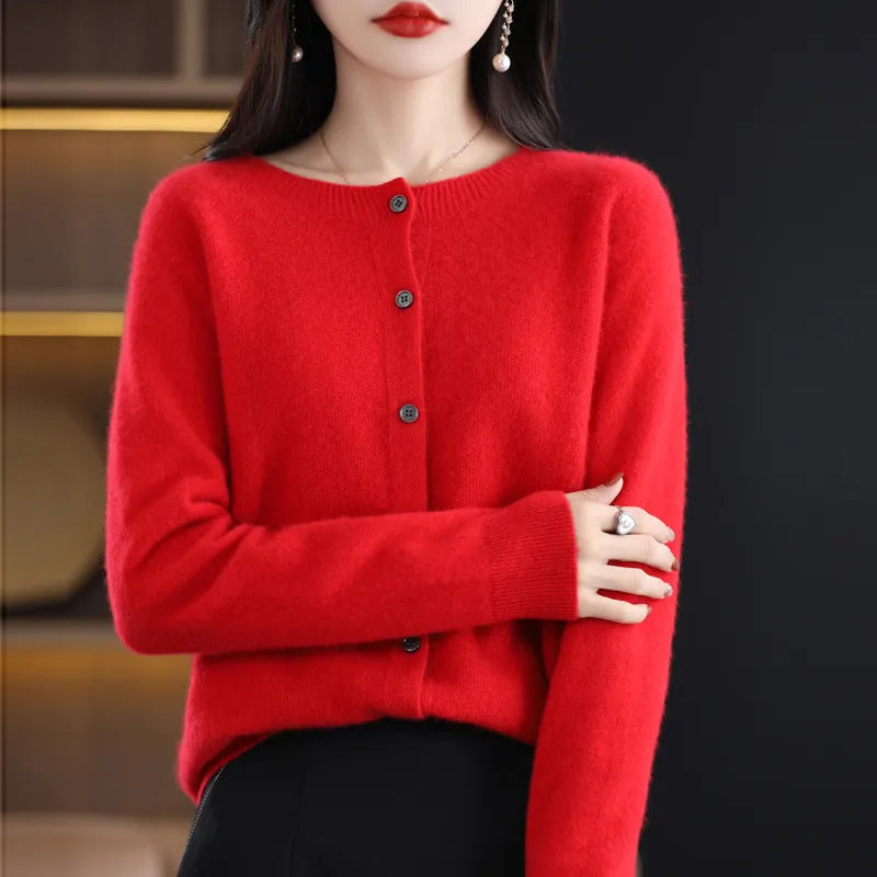 Heather | Women's Crewneck Cardigan | Button-Front · Eltrendio