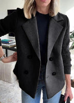 Heather | Women's Double-Breasted Coat | Ribbed Sleeves · Eltrendio