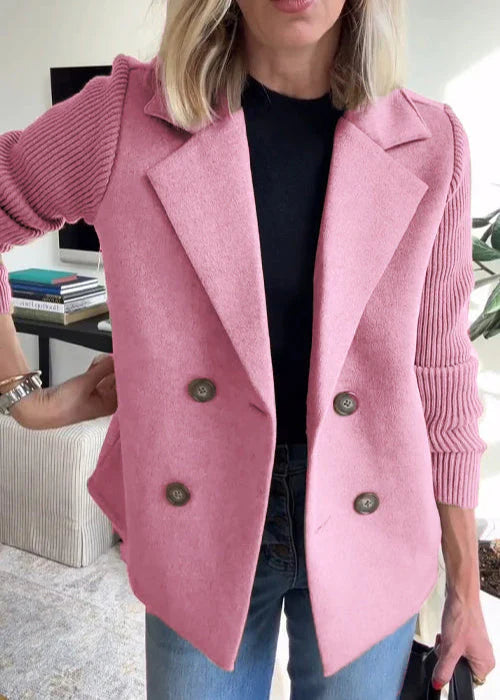 Heather | Women's Double-Breasted Coat | Ribbed Sleeves · Eltrendio
