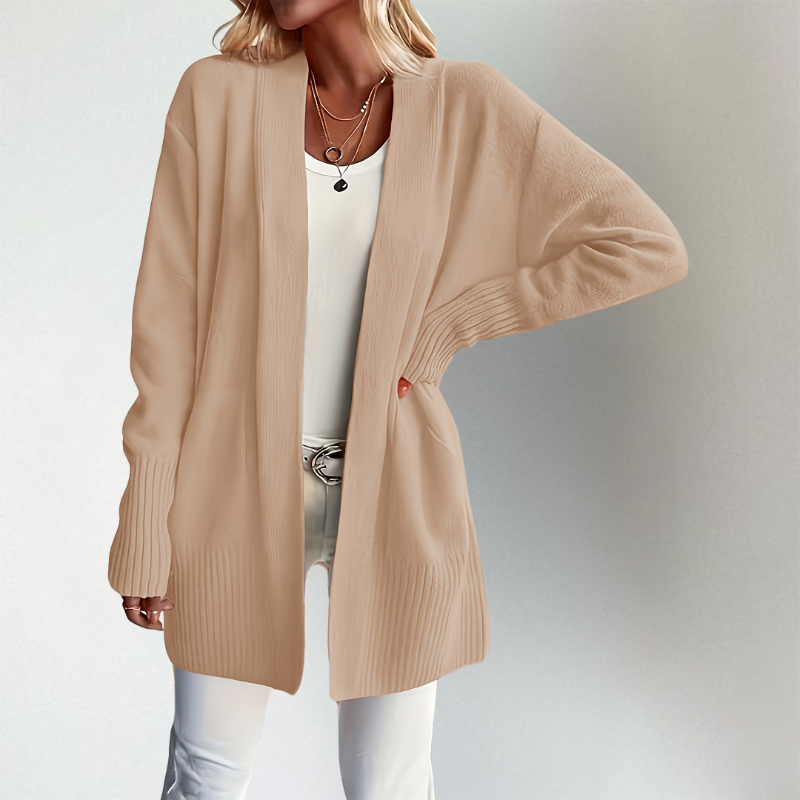 Heather | Women's Open-Front Cardigan | Ribbed Trim · Eltrendio