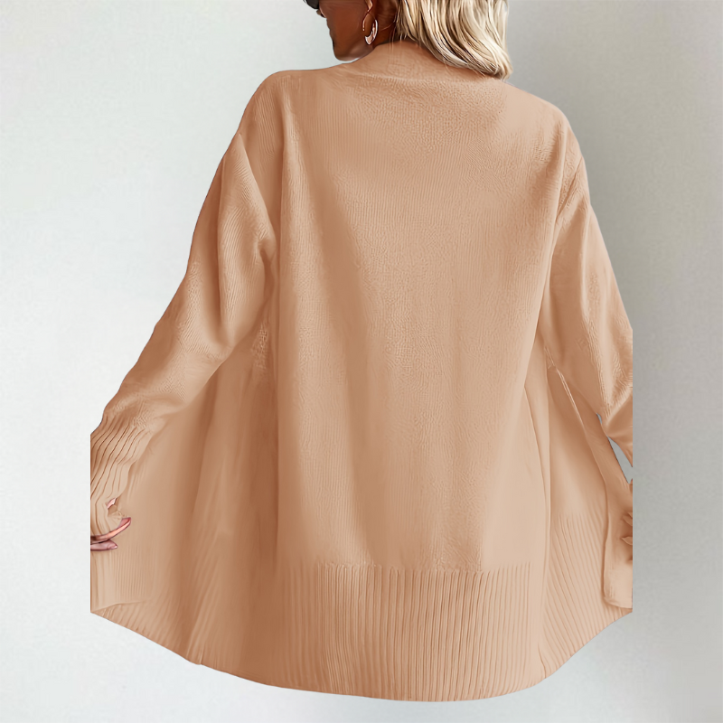 Heather | Women's Open-Front Cardigan | Ribbed Trim · Eltrendio