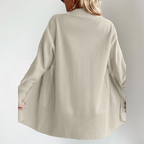 Heather | Women's Open-Front Cardigan | Ribbed Trim · Eltrendio