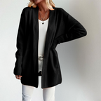 Heather | Women's Open-Front Cardigan | Ribbed Trim · Eltrendio