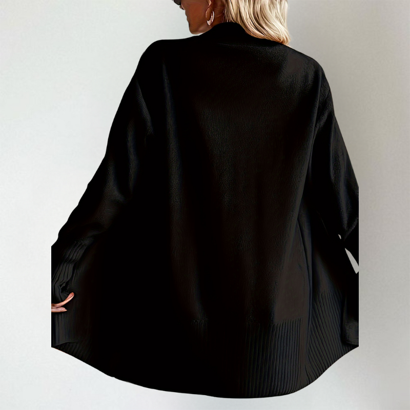 Heather | Women's Open-Front Cardigan | Ribbed Trim · Eltrendio