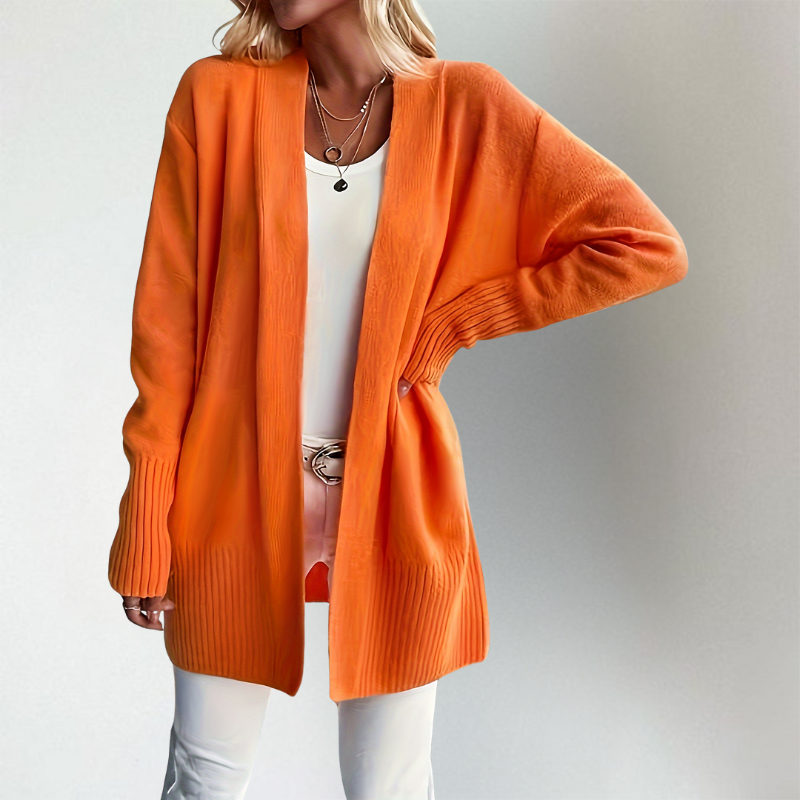 Heather | Women's Open-Front Cardigan | Ribbed Trim · Eltrendio