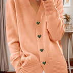 Heather | Women's V-Neck Cardigan | Heart Buttons · Eltrendio