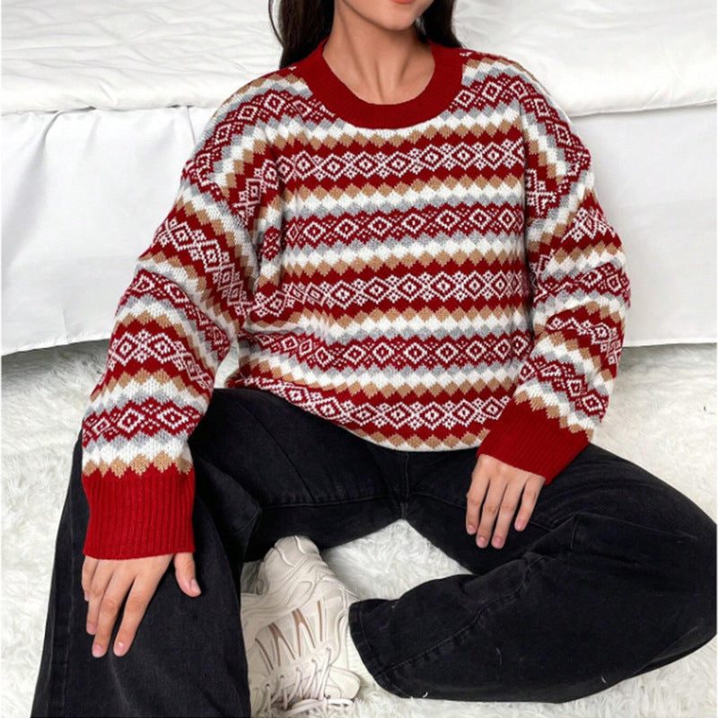 Holly | Women's Crew Neck Jumper | Fair Isle · Eltrendio
