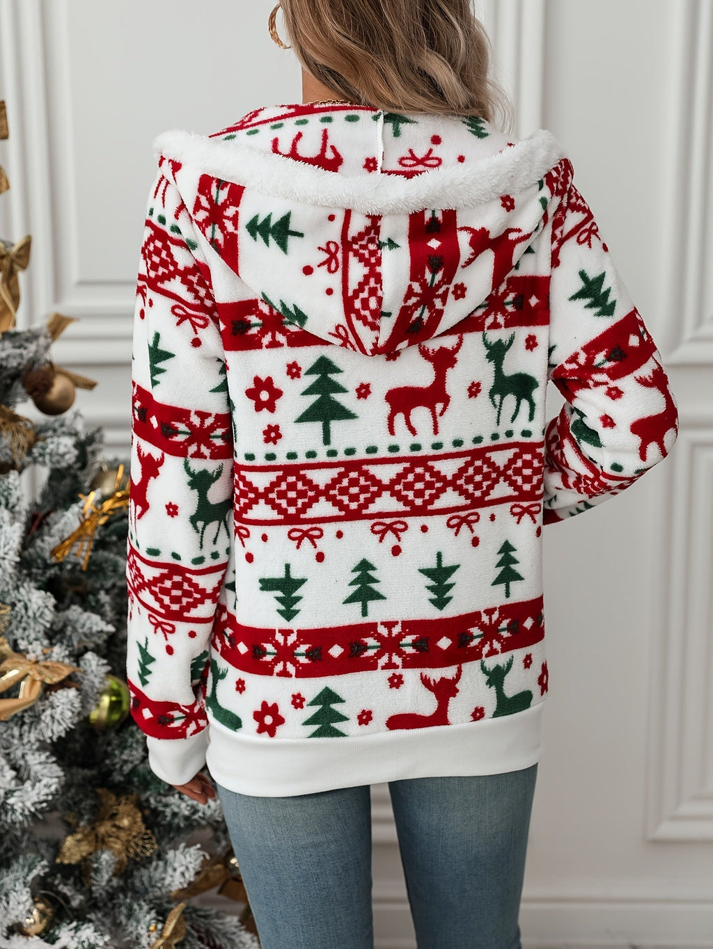 Holly | Women's Zip-Up Hoodie | Fleece Christmas · Eltrendio