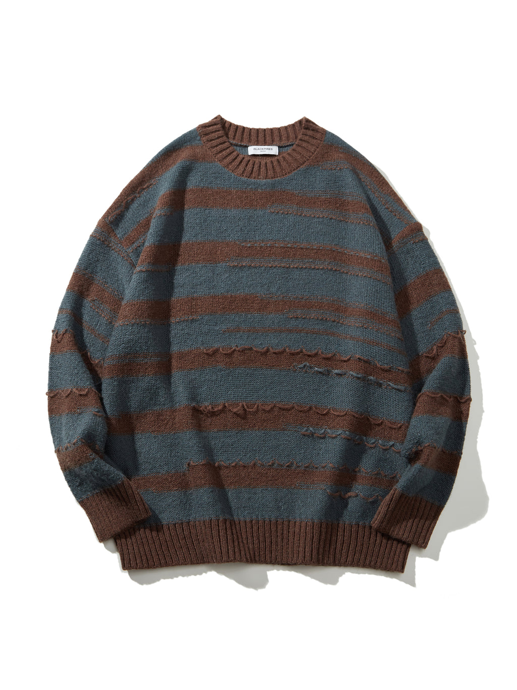 Hudson | Unisex Oversized Knit Sweater | Distressed Striped Y2K Style-Eltrendio