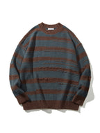 Hudson | Unisex Oversized Knit Sweater | Distressed Striped Y2K Style-Eltrendio